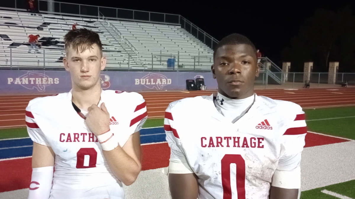Carthage QB Jett Surratt (left) and RB KJ Edwards 